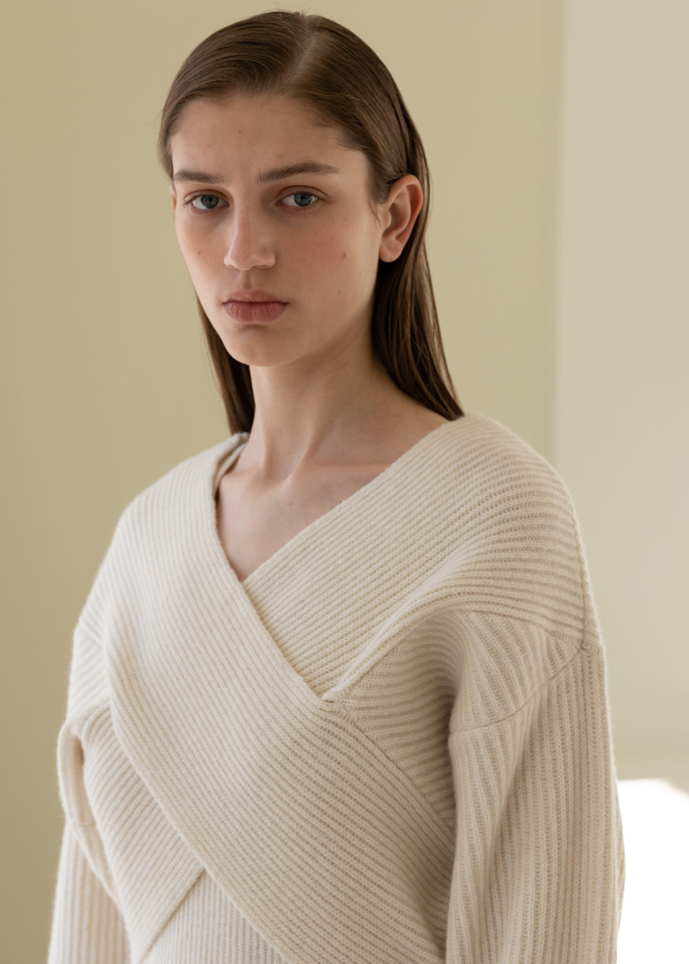 CASHMERE BLEND CROSS RIB-KNIT BOLERO IVORY