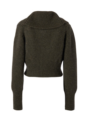 BIG COLLAR CROPPED CARDIGAN