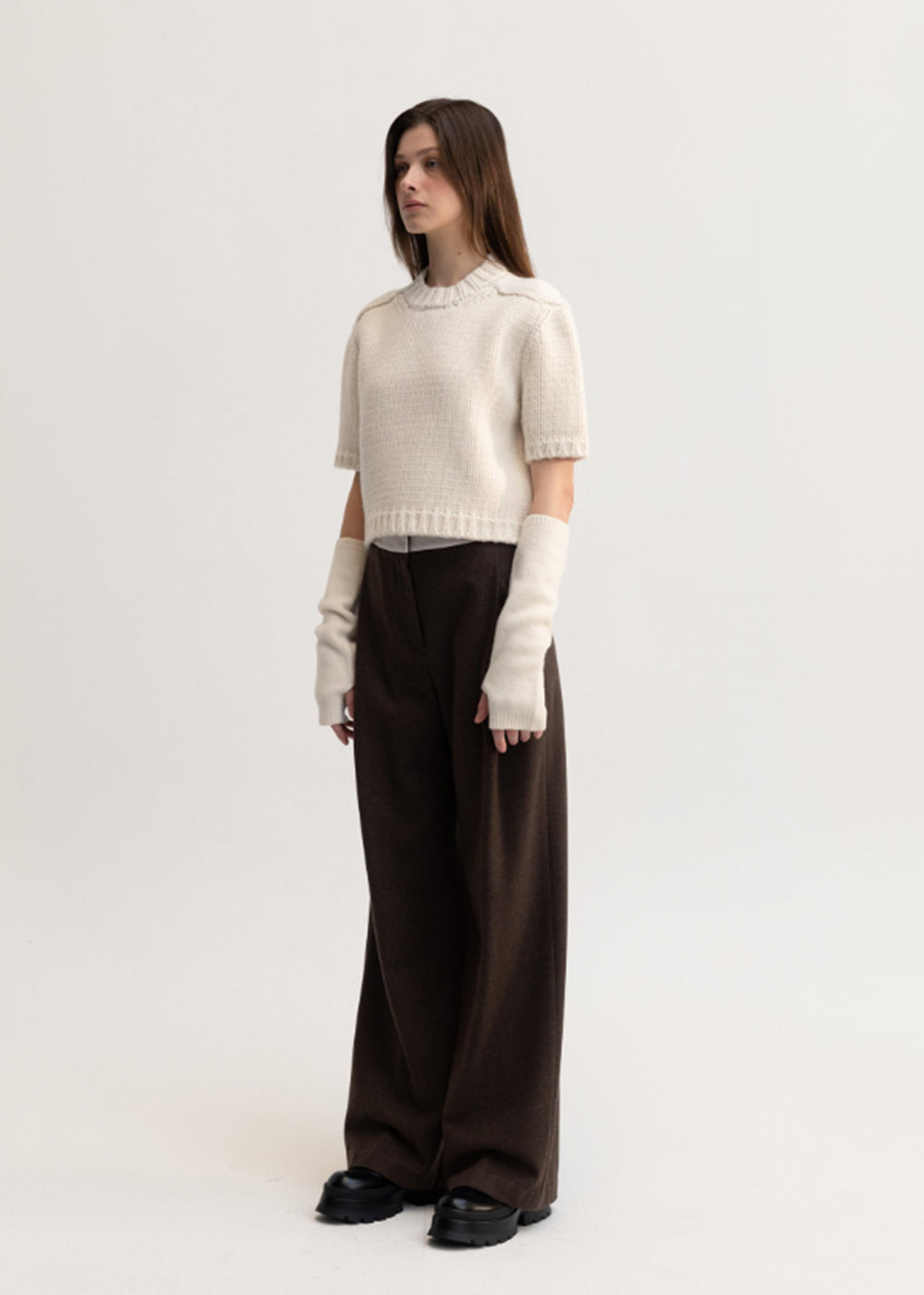 BAND POINTED WOOL PANTS_BROWN