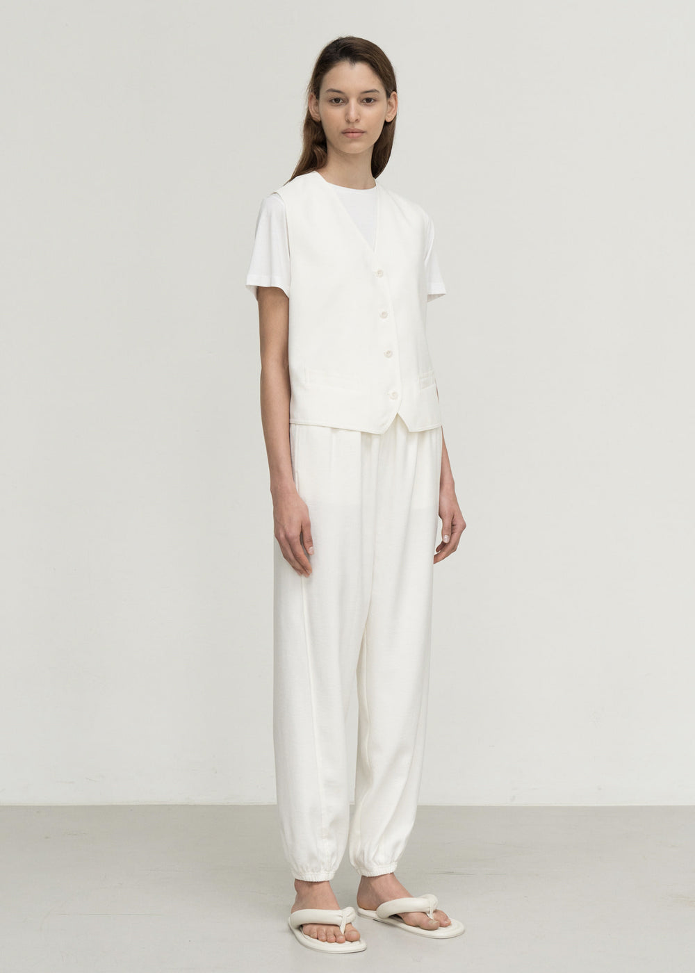 BAMBOO BUTON VEST CREAM