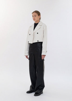 TRENCH CROPPED COTTON JACKET_IVORY