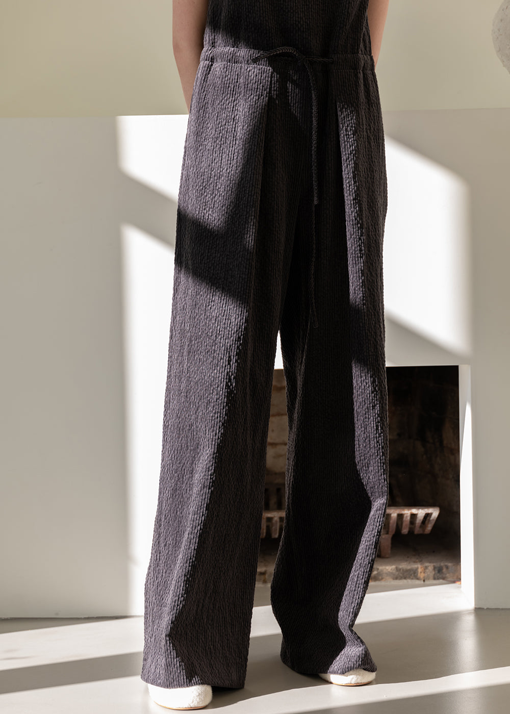 CORDUROY SQUARE-NECK JUMPSUIT DARK BROWN