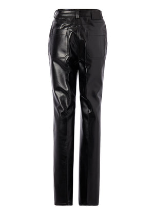 GLITTER FAUX LEATHER FITTED PANTS _ BLACK