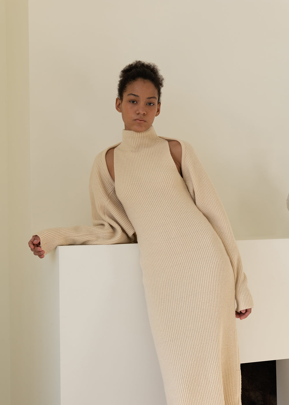 CASHMERE BLEND KNIT BOLERO BEIGE