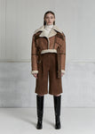 FAUX SUEDE CROPPED SHEARLING JACKET