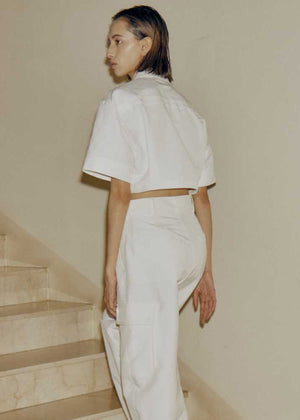 CROP HALF-SLEEVE SHIRTS_WHITE