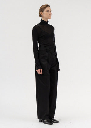 ONE PIN TUCK COTTON PANTS BLACK
