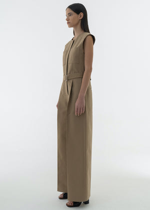 COTTON POCKET JUMPSUIT KHAKI