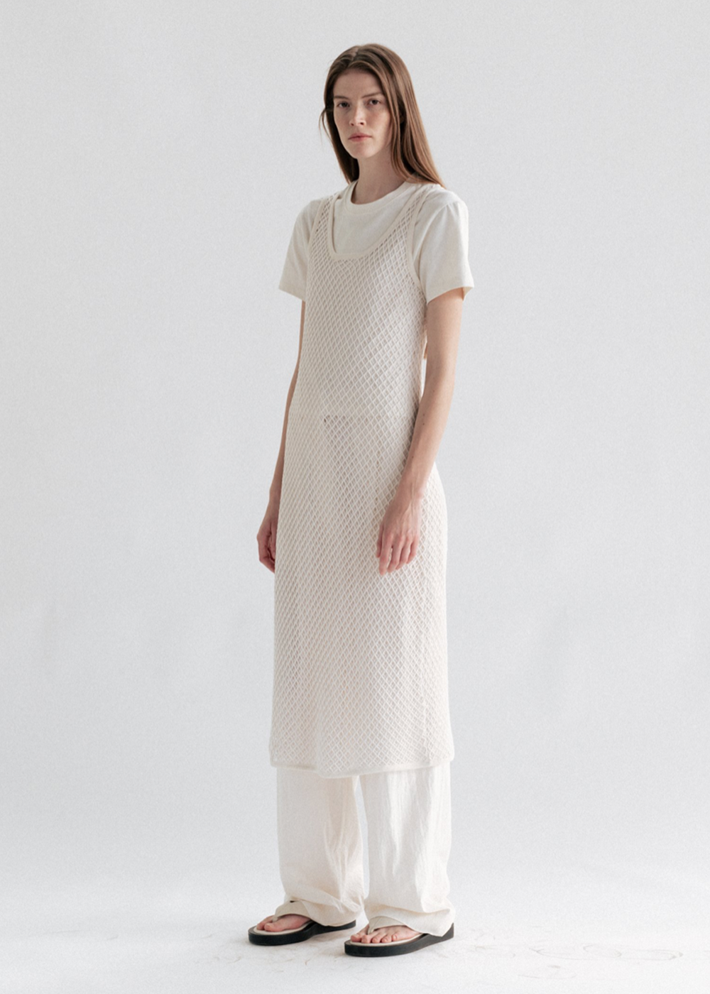COTTON NET DRESS IVORY