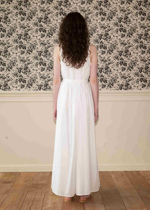 SHIRRING BELTED LONG DRESS