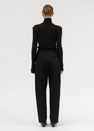 ONE PIN TUCK COTTON PANTS BLACK