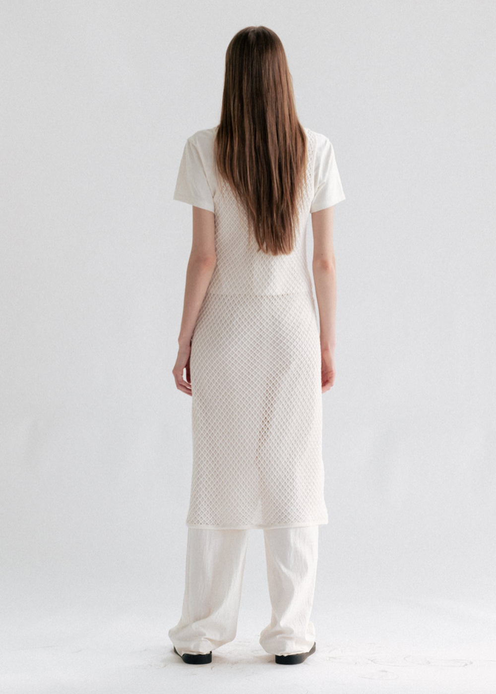 COTTON NET DRESS IVORY