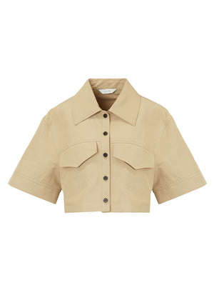 CROP HALF-SLEEVE SHIRTS_BEIGE