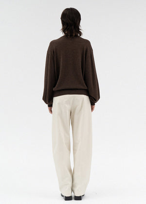 ONE PIN TUCK COTTON PANTS IVORY