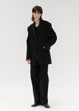 COTTON STITCH OVERFIT JACKET BLACK