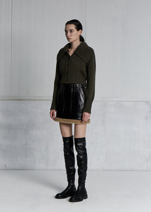 BIG COLLAR CROPPED CARDIGAN