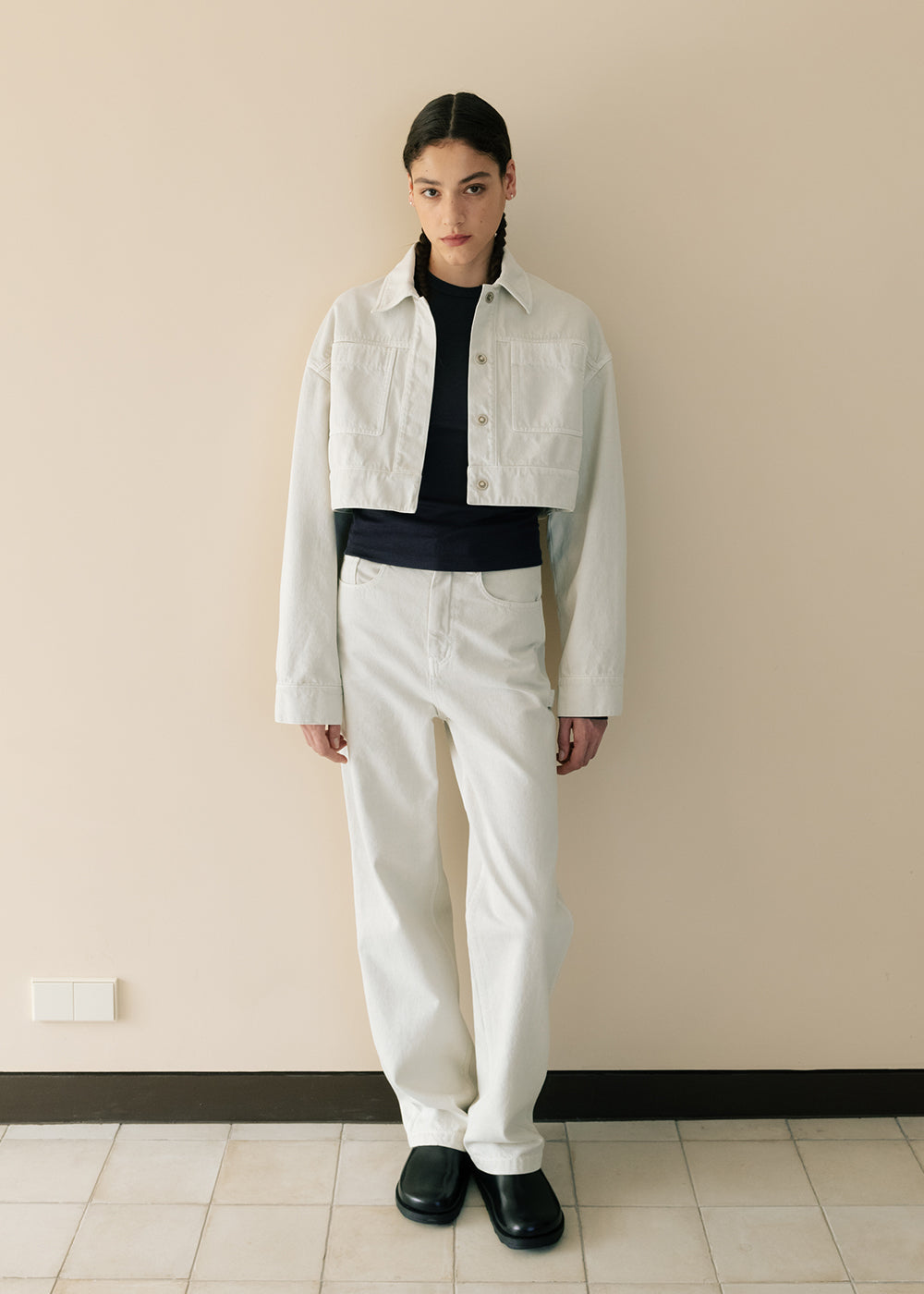 PIGMENT COTTON CROPPED JACKET_IVORY