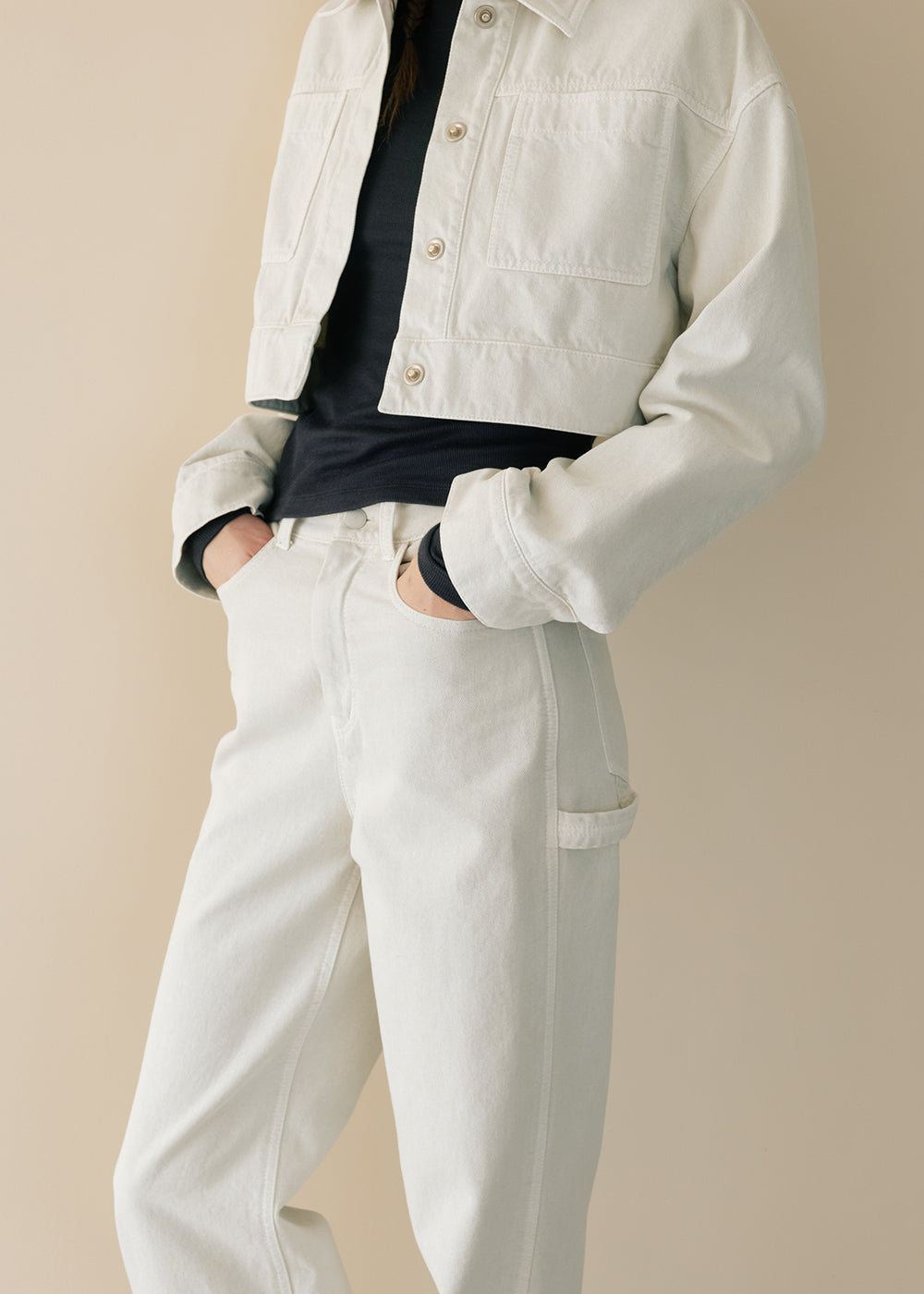 PIGMENT COTTON CROPPED JACKET_IVORY