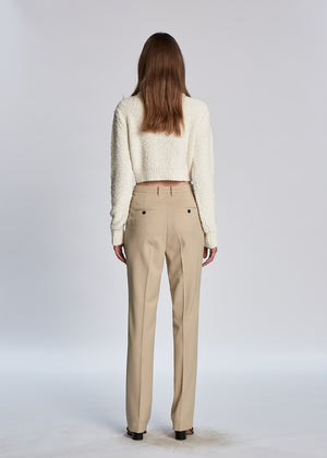 CROP COTTON KNIT PULLOVER