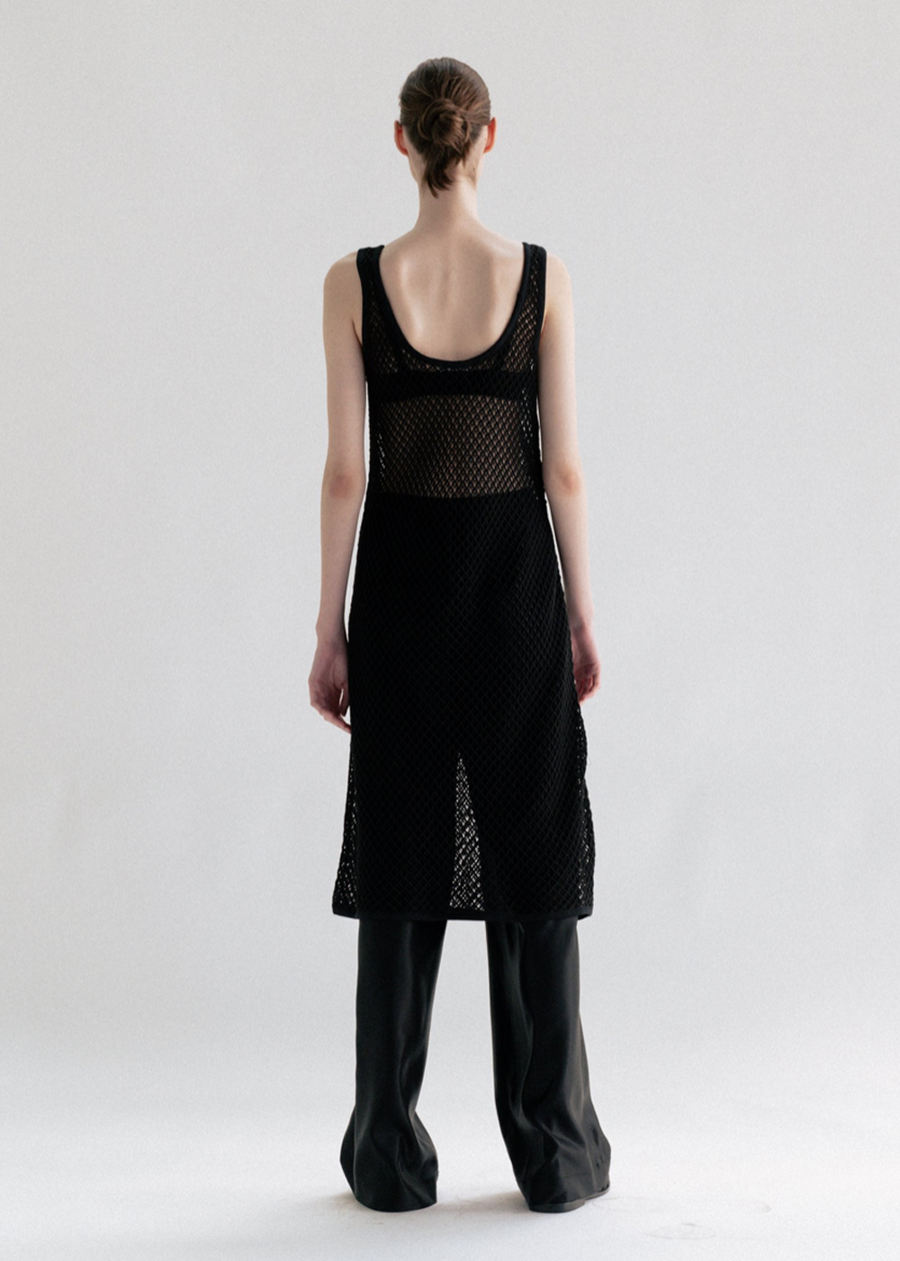 COTTON NET DRESS BLACK