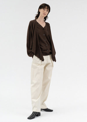 ONE PIN TUCK COTTON PANTS IVORY