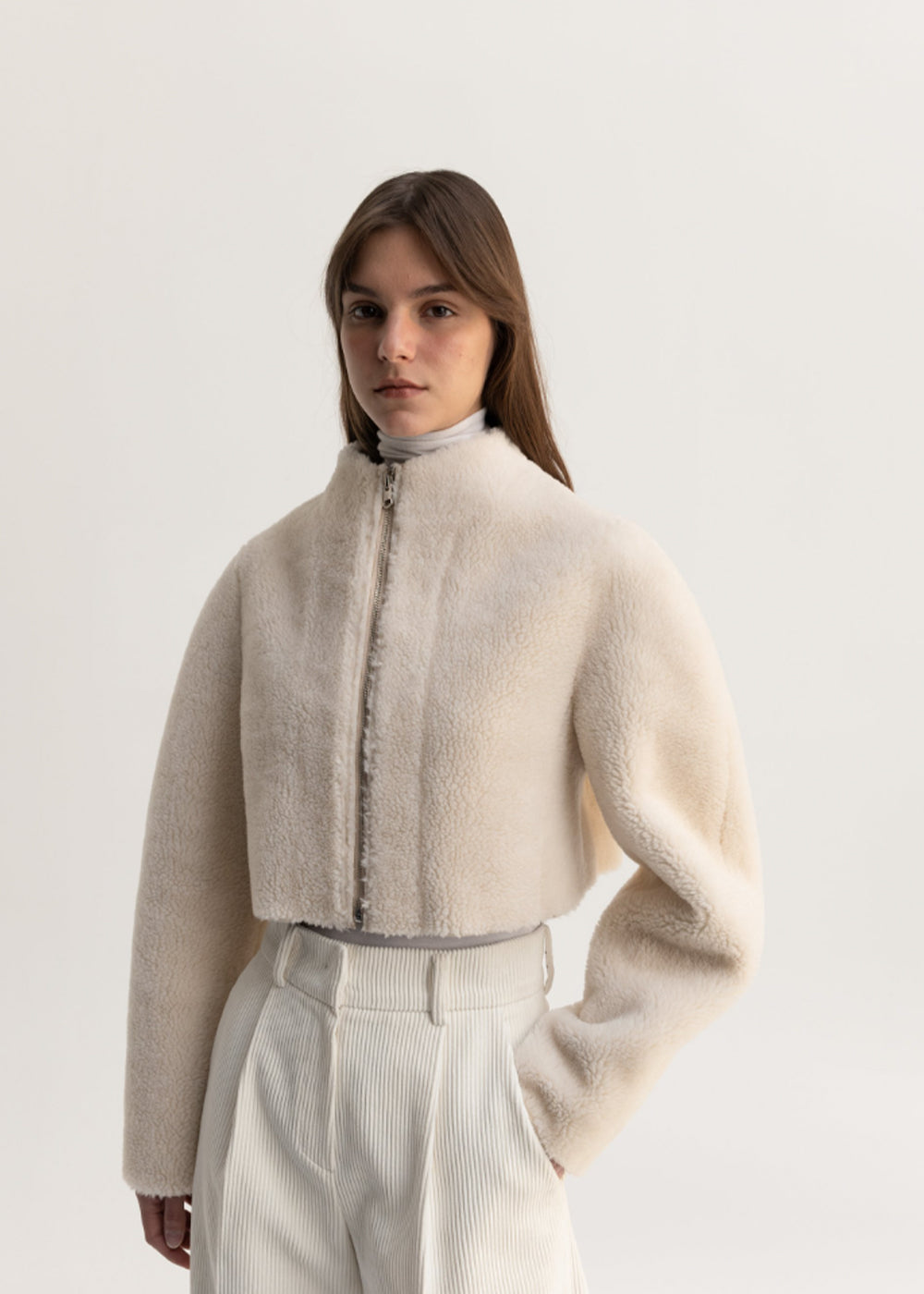 REVERSIBLE SHEARING CROPPED JACKET_CREAM