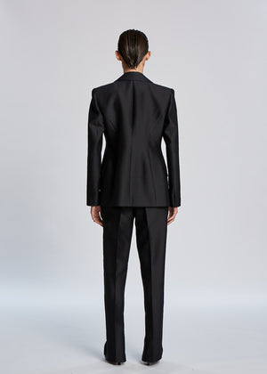SINGLE BREASTED SILK JACKET_BLACK