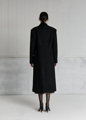 STRING BRUSHED WOOL COAT _ CHARCOAL