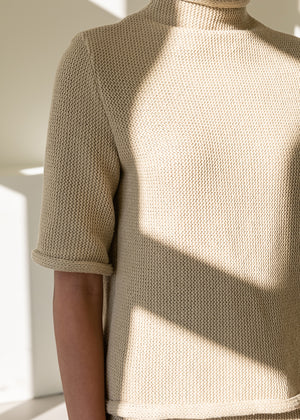 TURTLE-NECK KNITTED TOP KHAKI BEIGE