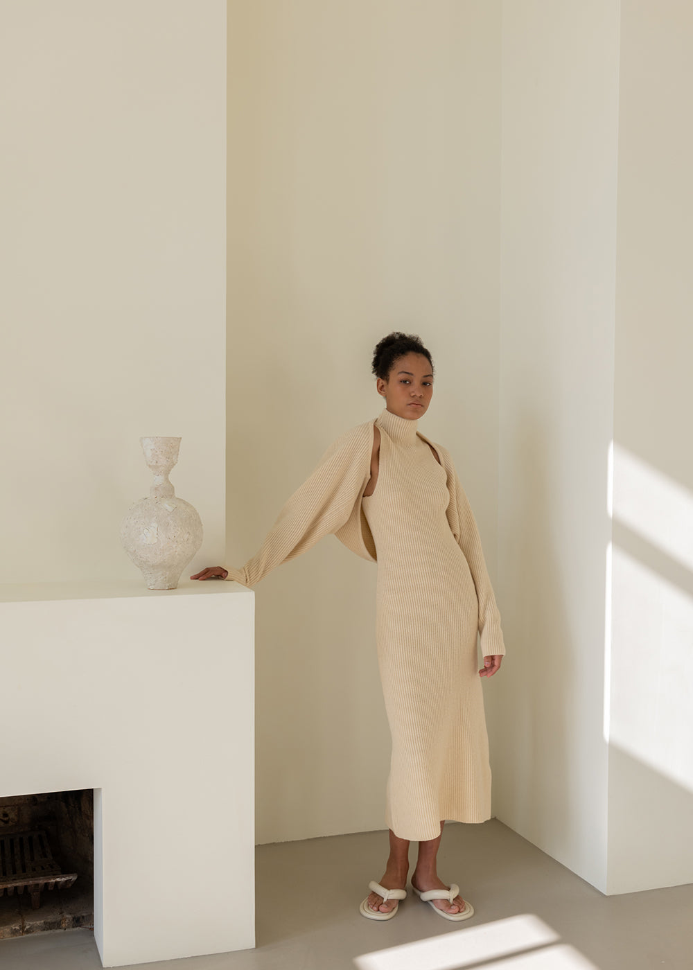 CASHMERE BLEND KNIT BOLERO BEIGE