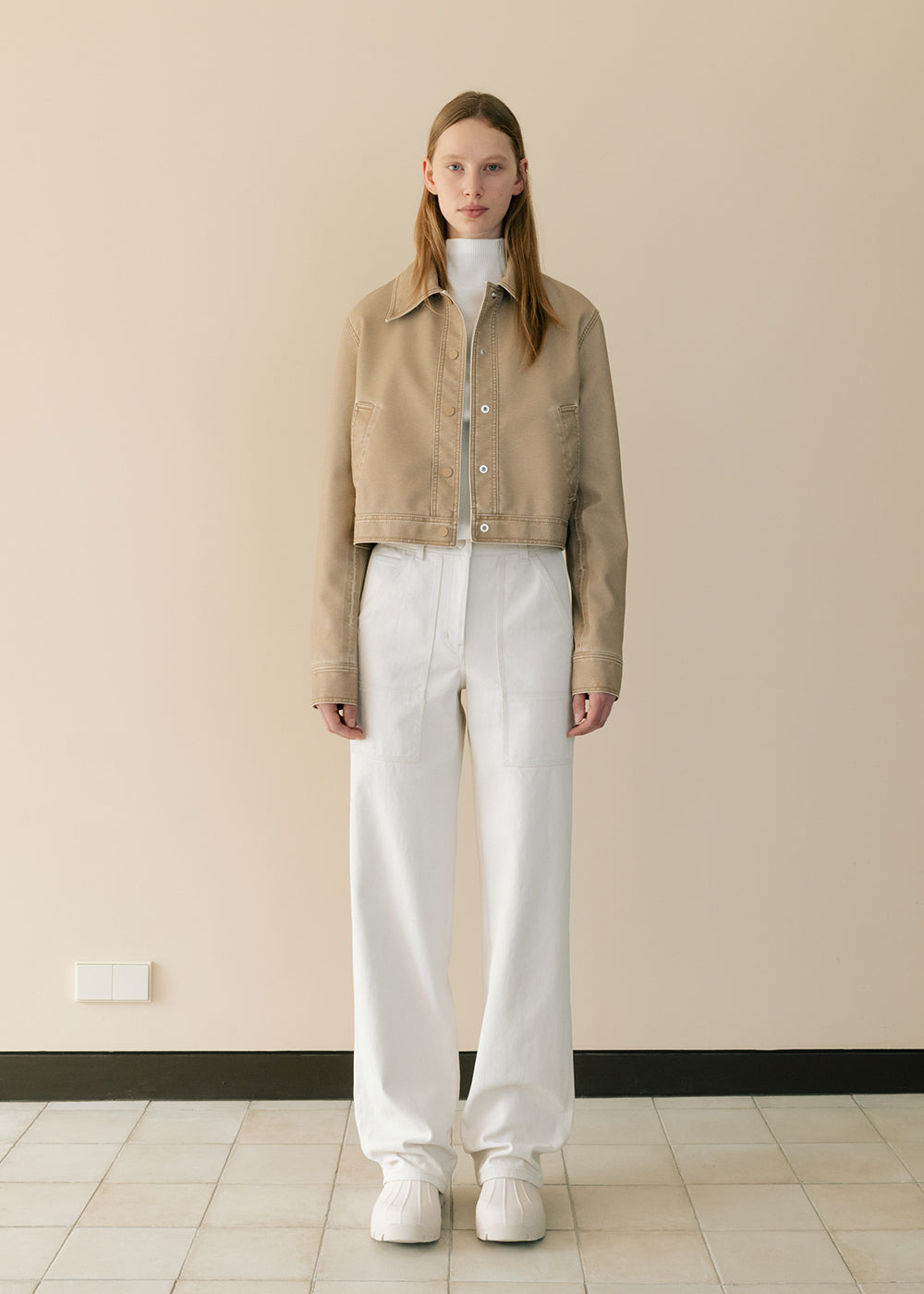 PIGMENT VEGAN LEATHER JACKET_BEIGE