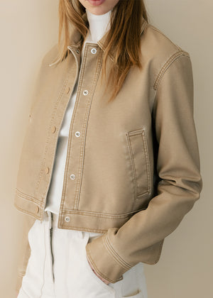 PIGMENT VEGAN LEATHER JACKET_BEIGE