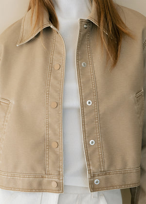 PIGMENT VEGAN LEATHER JACKET_BEIGE