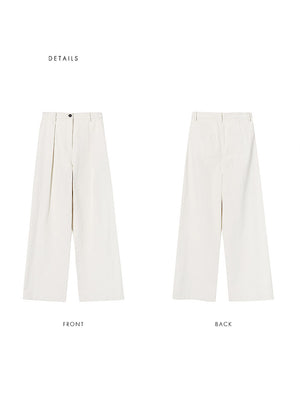 SIGNATURE COTTON PIN TUCK PANTS_IVORY