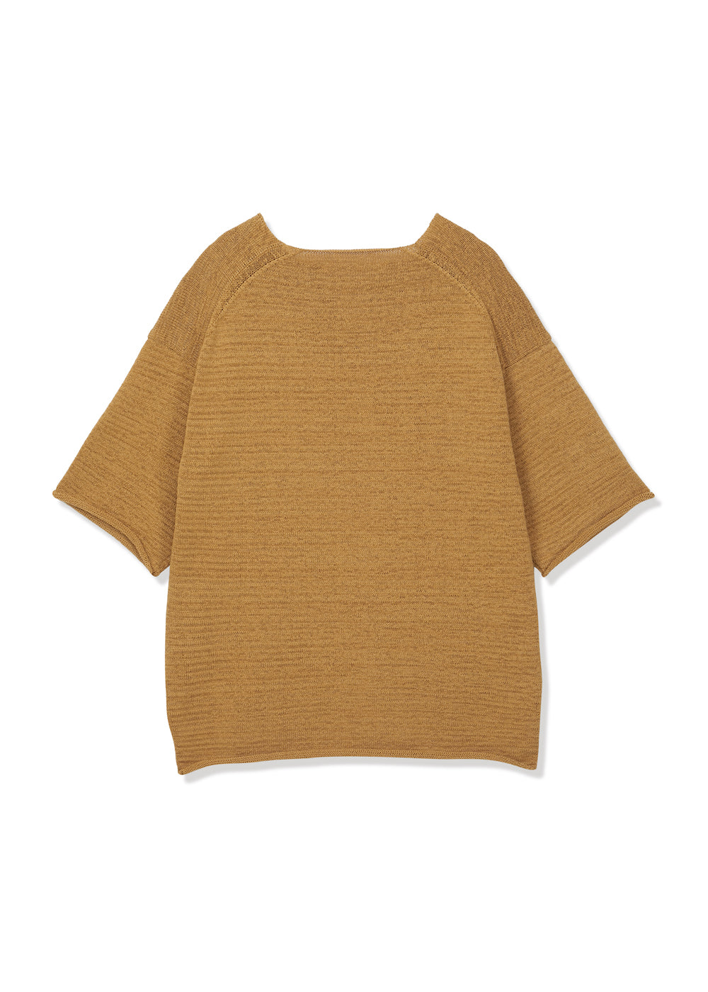 COTTON SQUARE NECK KNIT TOP CAMEL