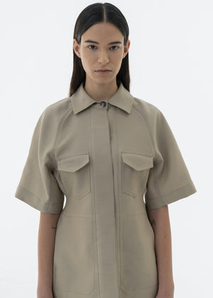 SILK HALF SLEEVE JACKET BEIGE