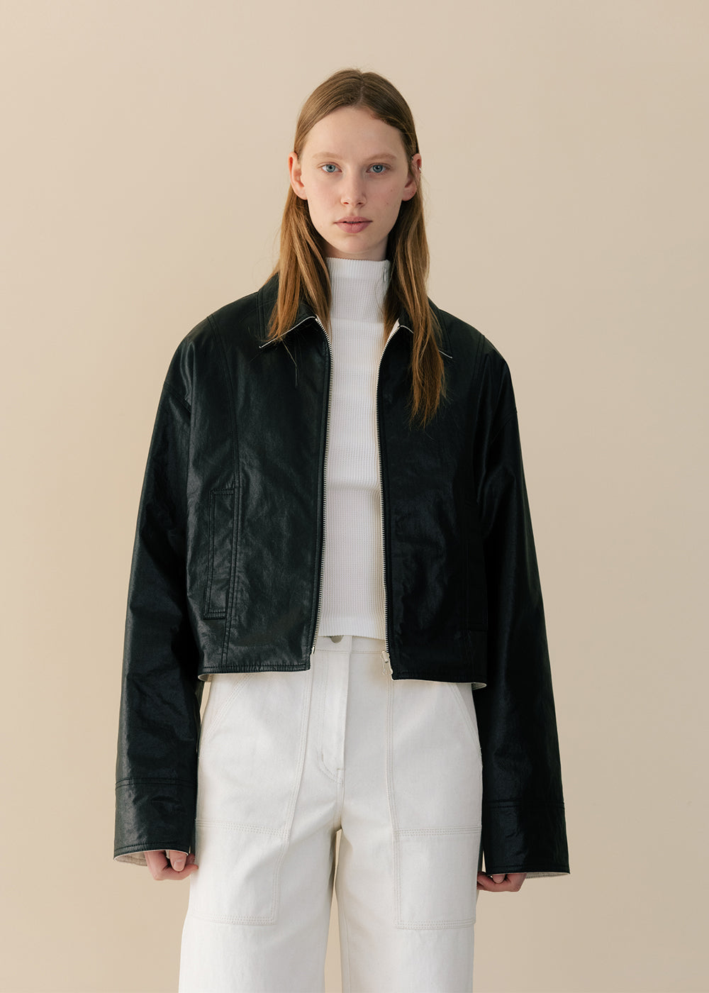 OUT POCKET REVERSIBLE JACKET_BLACK AND IVORY