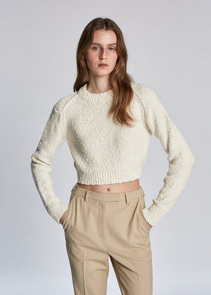 CROP COTTON KNIT PULLOVER