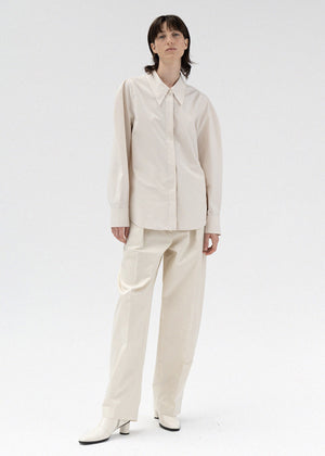 ONE PIN TUCK COTTON PANTS IVORY