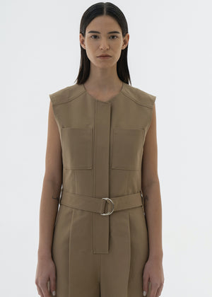 COTTON POCKET JUMPSUIT KHAKI