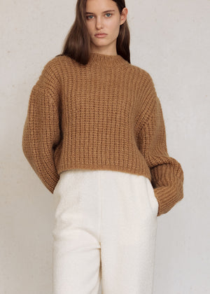 VOLUME MOHAIR KNIT_CAMEL