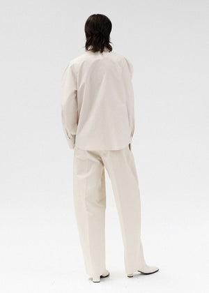 ONE PIN TUCK COTTON PANTS IVORY