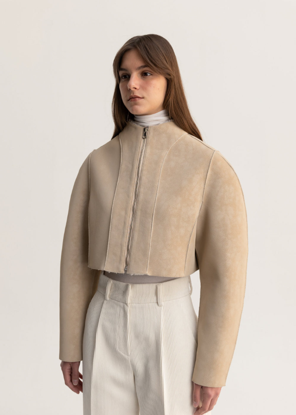 REVERSIBLE SHEARING CROPPED JACKET_CREAM