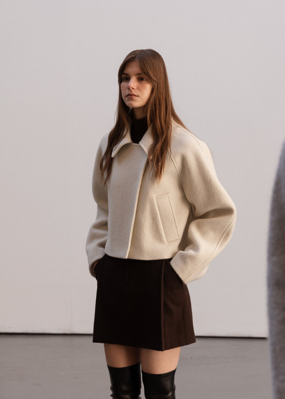 ALPACA COLLAR CROP JACKET_IVORY