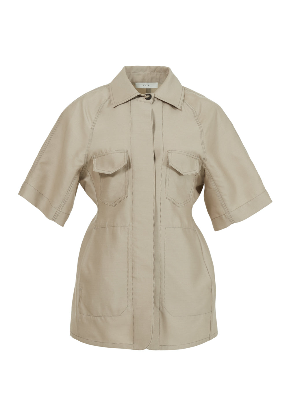 SILK HALF SLEEVE JACKET BEIGE