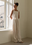 CORDUROY SQUARE-NECK JUMPSUIT IVORY