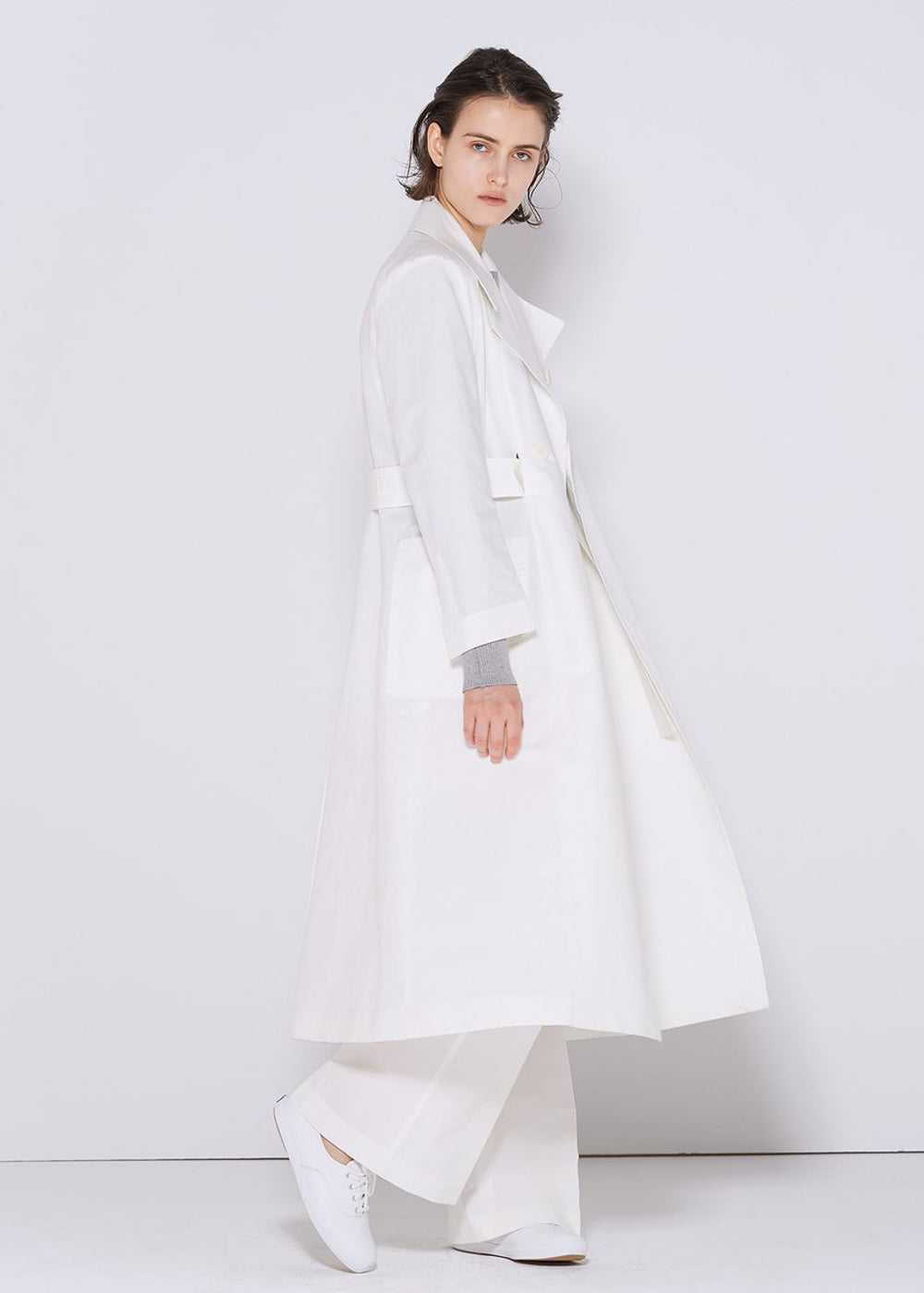 LINEN DOUBLE COAT WHITE